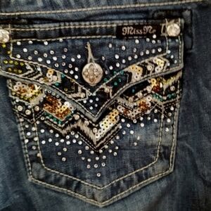 Gorgeous Miss Me Signature Rise Boot Jeans With Sequin Details 33" Inseam